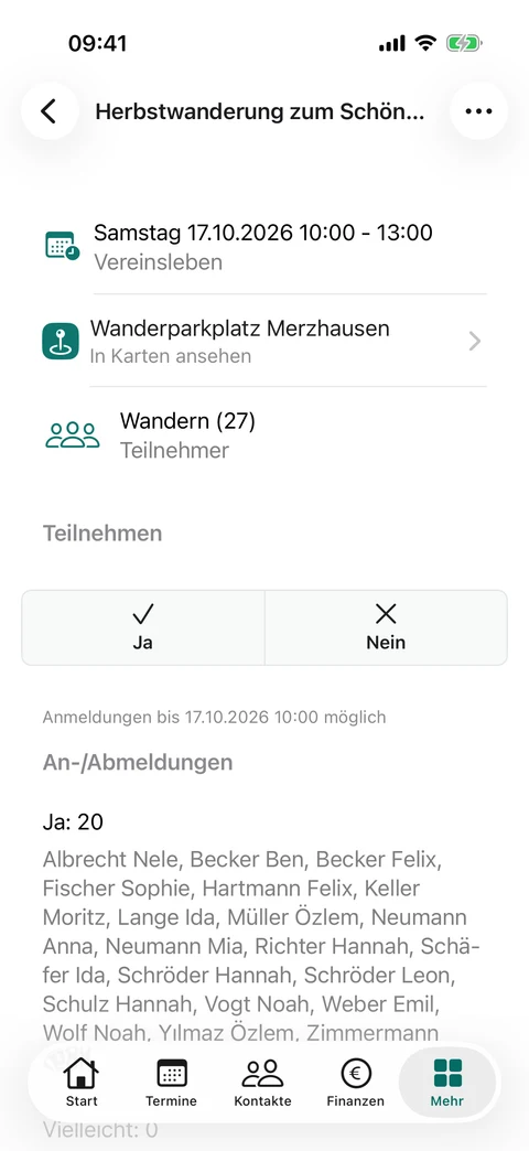 Zur Wanderung zusagen