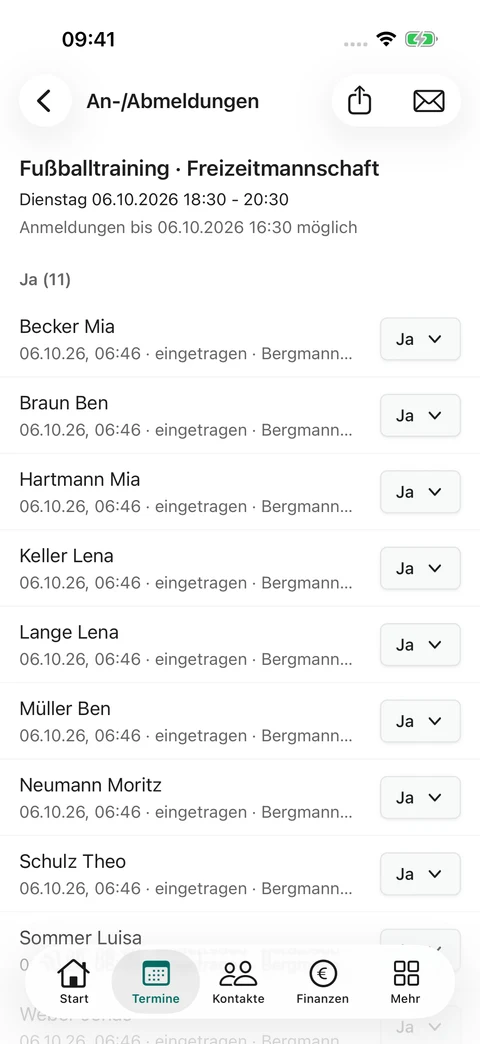 An- und Abmeldungen