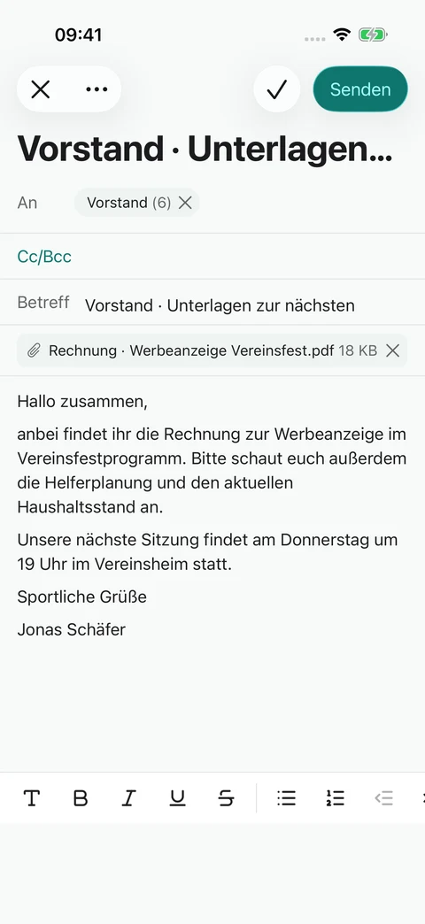 Eine E-Mail vorbereiten