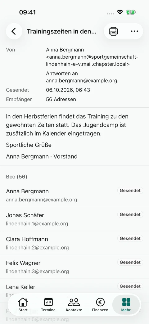 Das E-Mail-Archiv · Lokaler Versandstatus