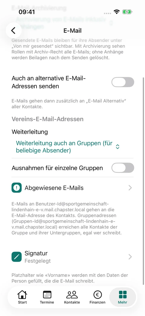 E-Mail-Einstellungen · Signatur