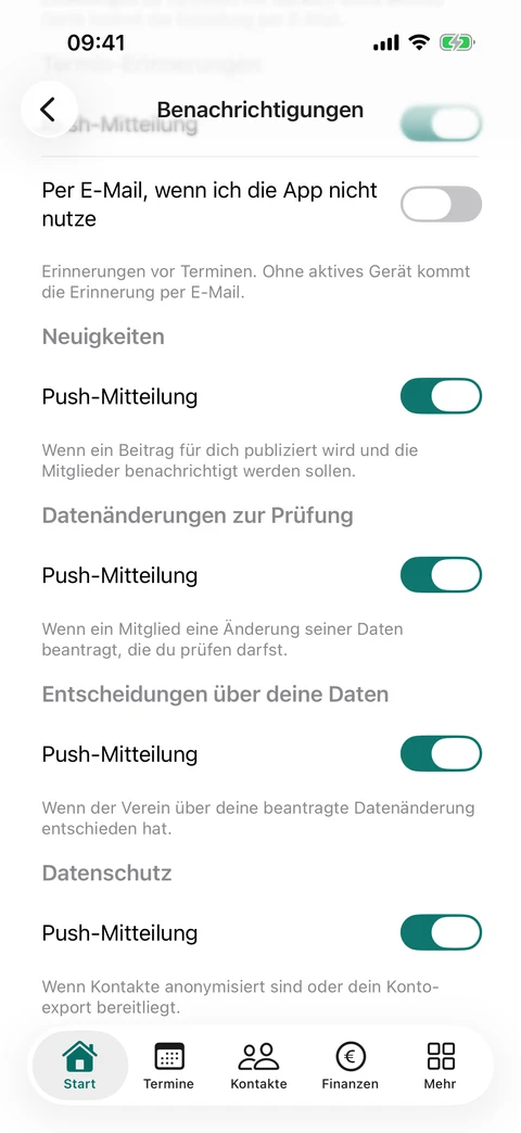 Eigene Benachrichtigungen · E-Mail-Benachrichtigungen