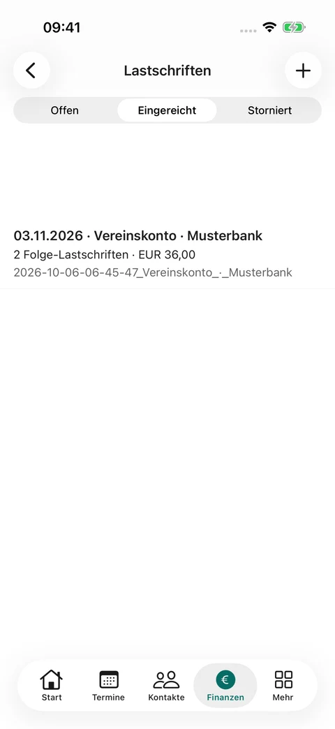 SEPA-Lastschriften · Simulierte Einreichung