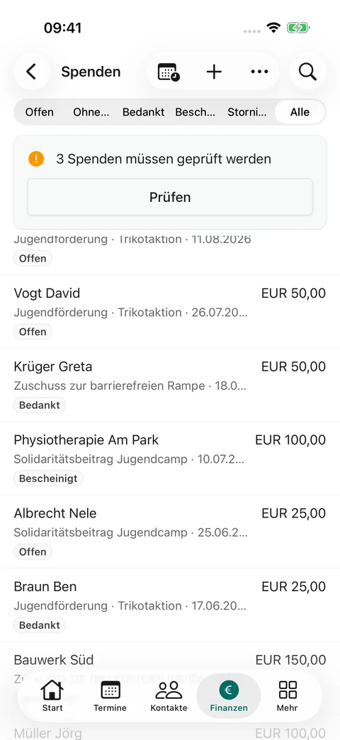 Spenden im Überblick