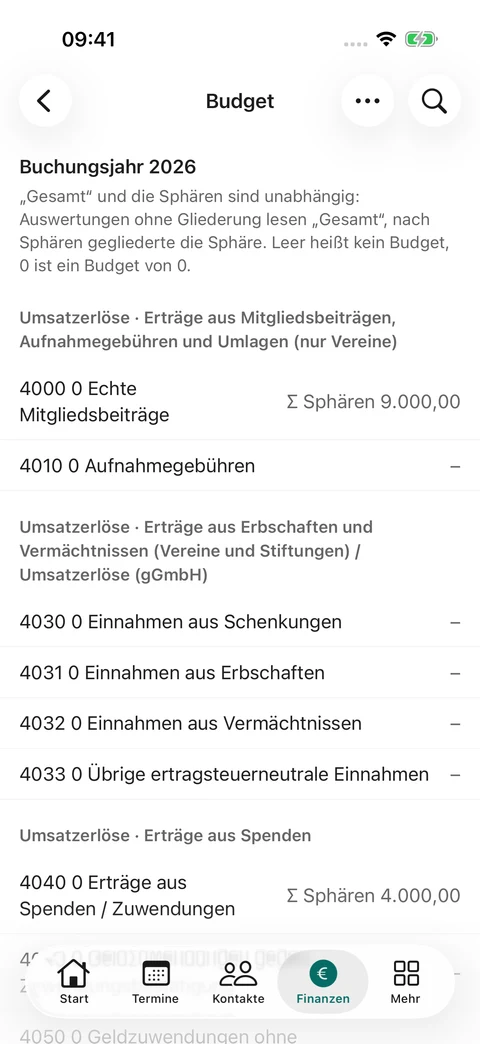 Das Jahresbudget