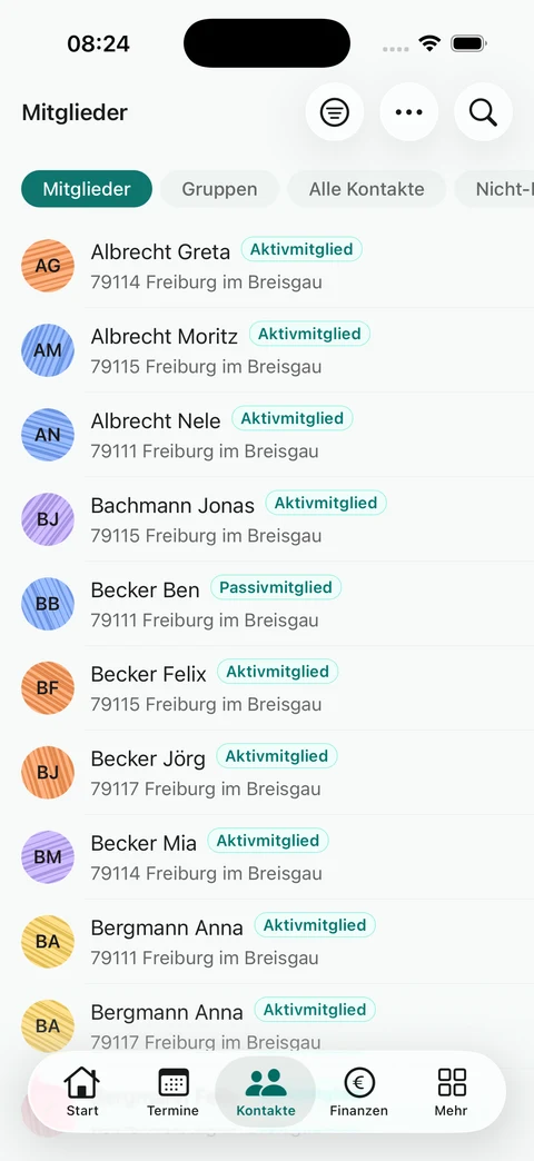 Aktuelle Mitgliederliste
