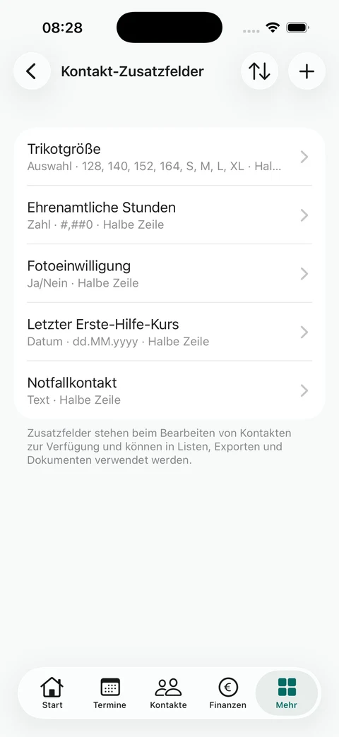 Eigene Kontaktfelder