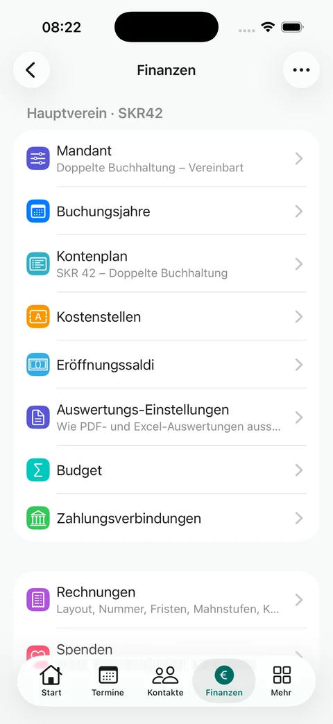 Finanz-Einstellungen