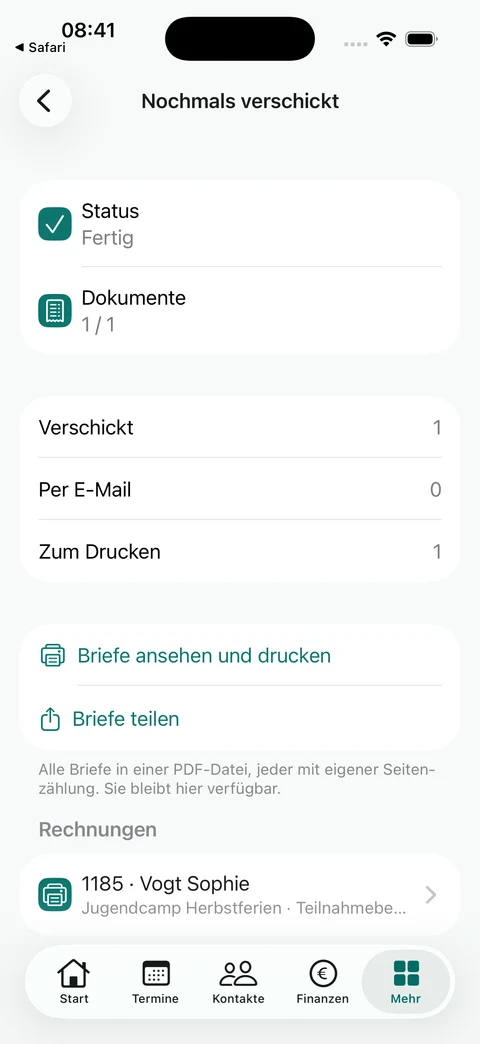 Rechnung erneut ausgegeben