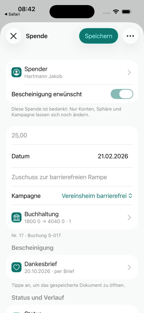Jakobs 25-EUR-Spende ist bedankt