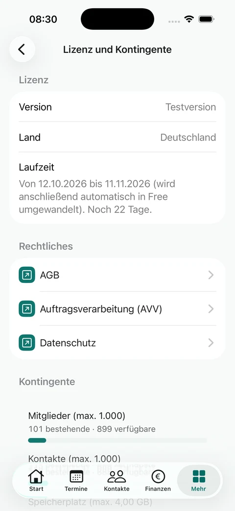 Lizenz und Kontingente