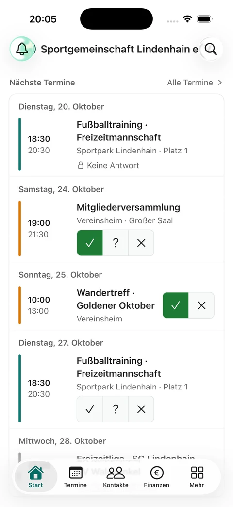 Startseite als Mitglied