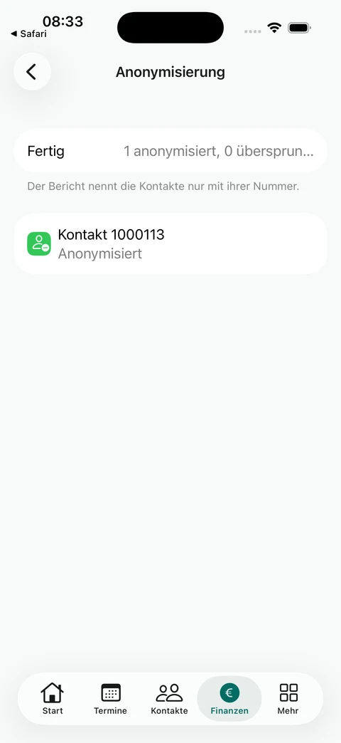 Anonymisierung abgeschlossen