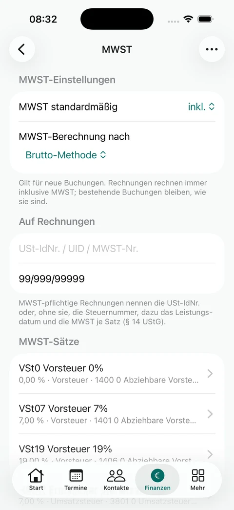 MWST und Steuercodes